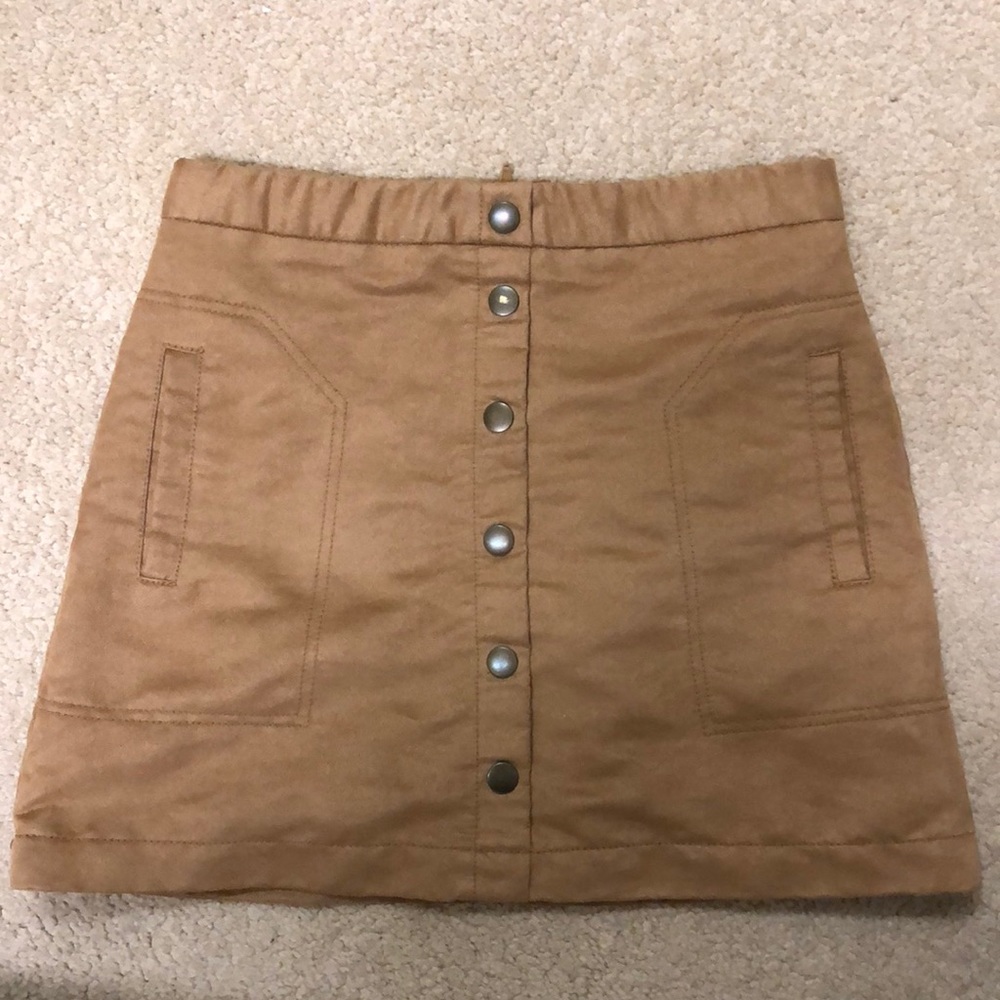 Suede Button-Up Skirt